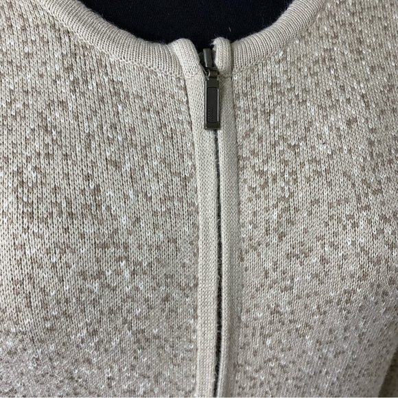 Nicole Miller Minimalist Neutral Tan Cotton Blend Zippered Cardigan Sweater XL - Picture 8 of 13